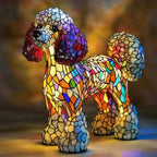 Table Lamp Stained Glass Dog Style Animal Decor Light