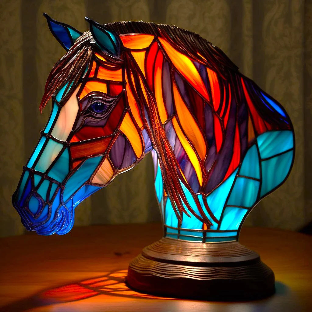 Table Lamp Animal Stained Glass Effect Accent Light