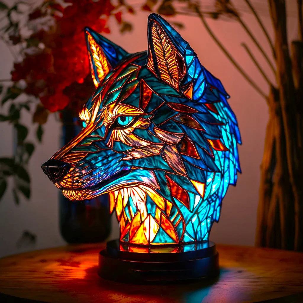 Table Lamp Animal Stained Glass Effect Accent Light