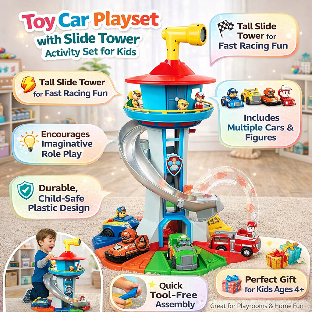 Kids Car Slide Tower Playset – TurboTrack Adventure