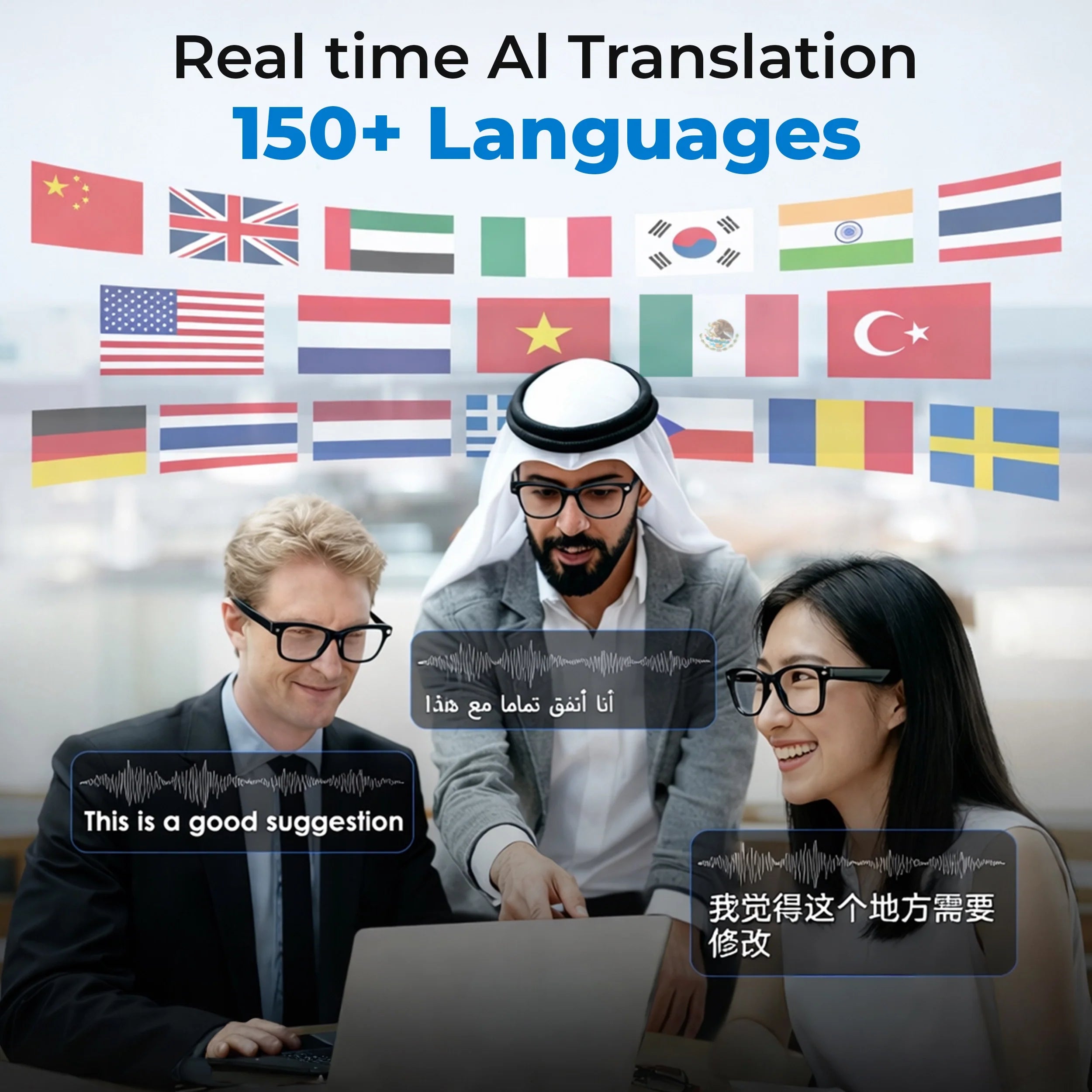 Smart AI Glasses with HD Camera & Translation – VisionSync Pro