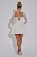 Women’s Shimmering Off-Shoulder Mini Dress – Triselle Lumière