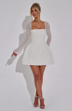 Women’s Shimmering Off-Shoulder Mini Dress – Triselle Lumière