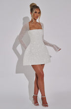 Women’s Shimmering Off-Shoulder Mini Dress – Triselle Lumière