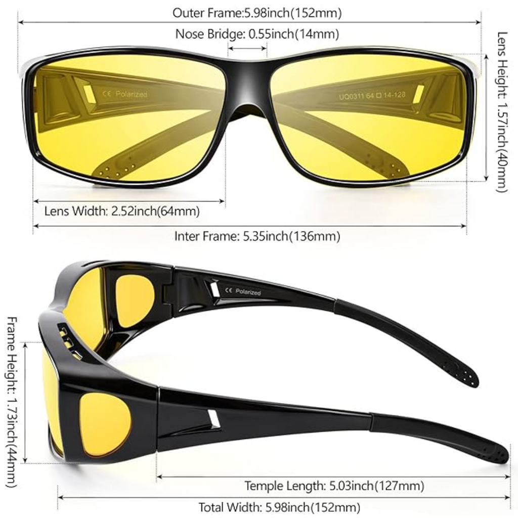 Polarized Night Driving Glasses Anti-Glare Yellow Lens Low Light Driving Eyewear