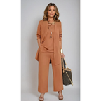 Women’s 3 Piece Blazer Pants Set Elegant Office Suit Matching Outfit