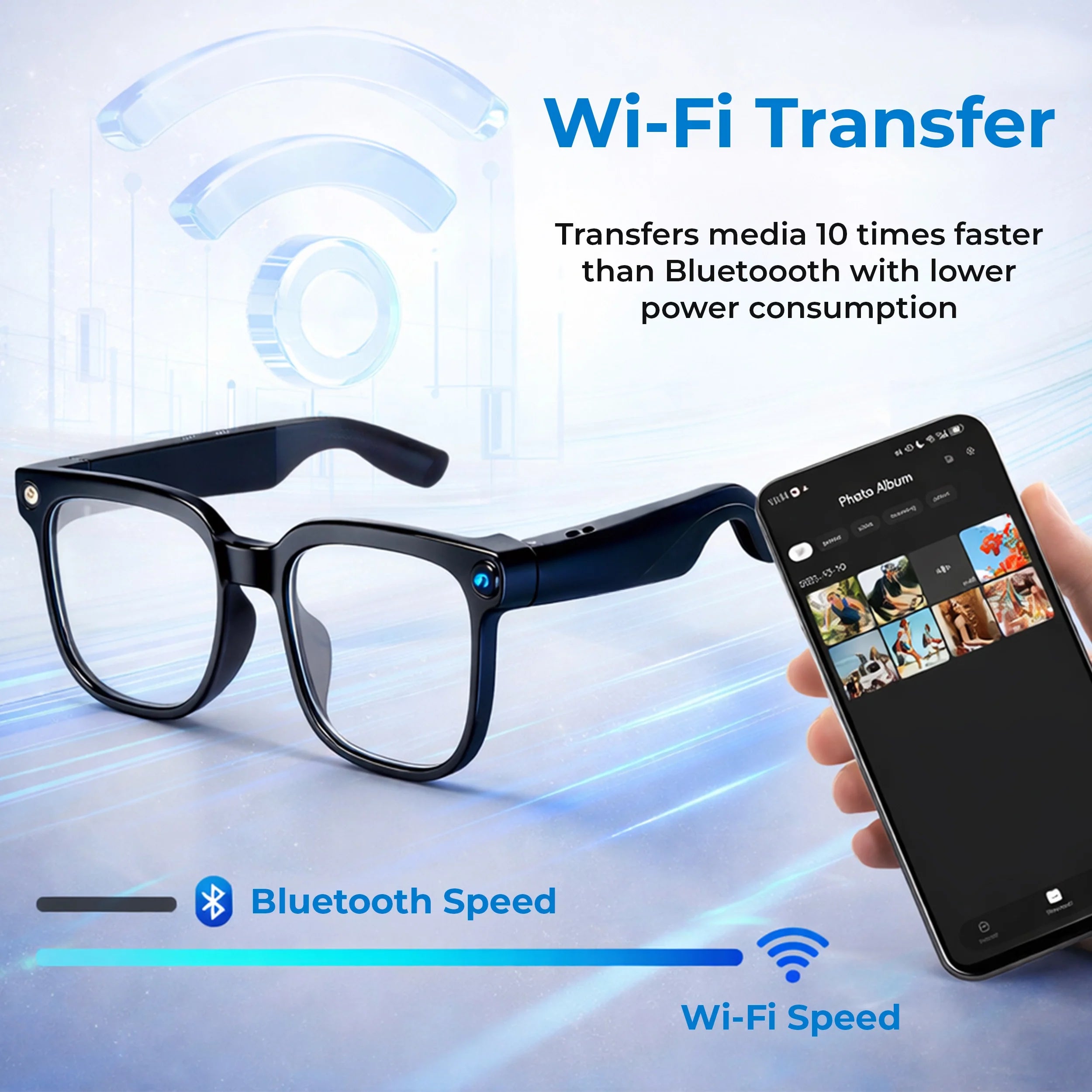 Smart AI Glasses with HD Camera & Translation – VisionSync Pro