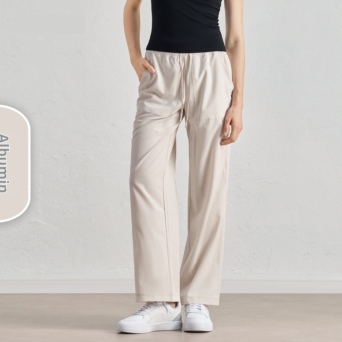 High-Waist Wide-Leg Drawstring Paratrooper Pants