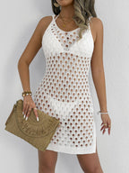 Women’s Crochet Halter Cover Up Dress – Cut Out Beachwear | Dripiume