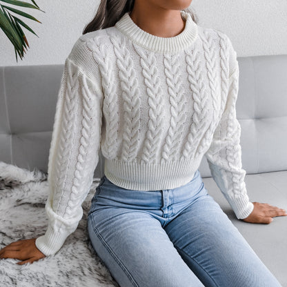 Twist Cable-Knit Cropped Sweater