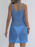 Women’s Crochet Halter Cover Up Dress – Cut Out Beachwear | Dripiume