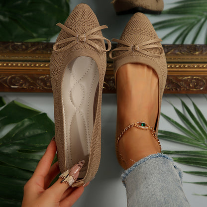 Women’s Bow Knit Pointed-Toe Flats