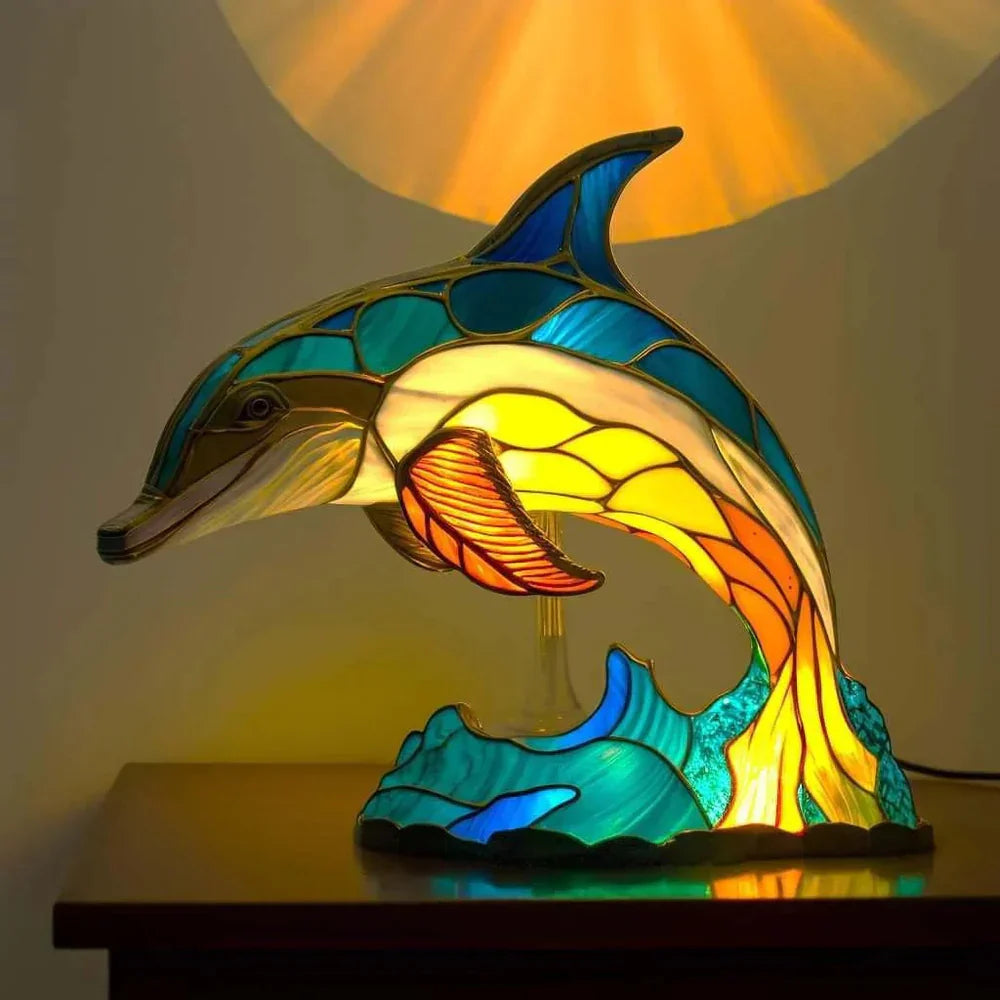 Stained Glass Artistic Table Lamp – Lumivara Mosaic