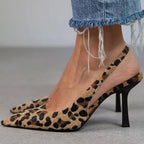 Leopard Print Pointed Toe Slingback High Heels
