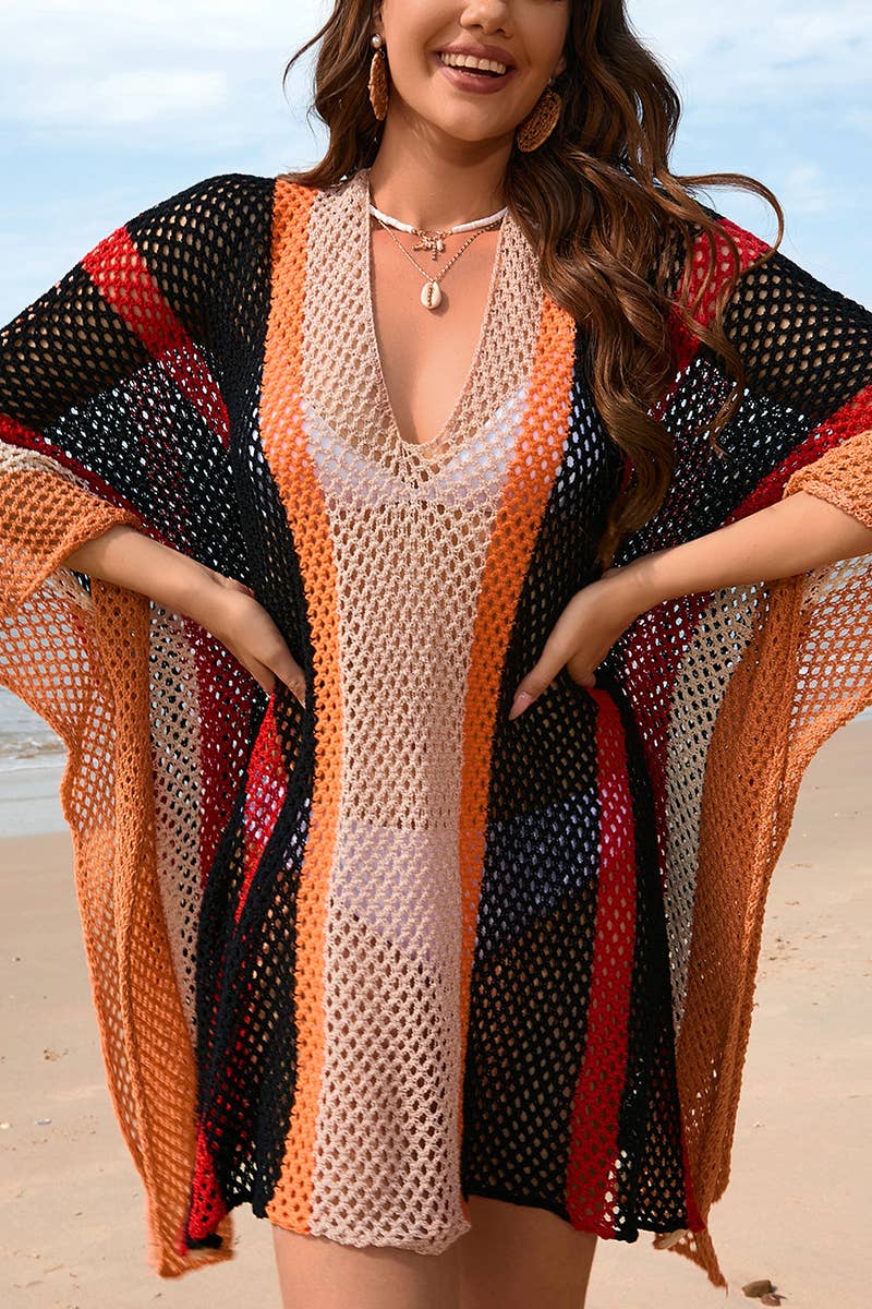 Plus Size Crochet Beach Cover Up – Oversized Swimwear Kimono | Dripiume
