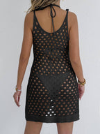 Women’s Crochet Halter Cover Up Dress – Cut Out Beachwear | Dripiume