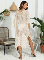 Women’s Long Crochet Beach Cover Up – Open Front Swimwear Kimono | Dripiume