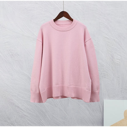 Sweet Pink Crew Neck Winter Pullover