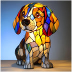 Table Lamp Stained Glass Dog Style Animal Decor Light