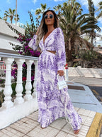 Elegant V-Neck Floral Maxi Dress