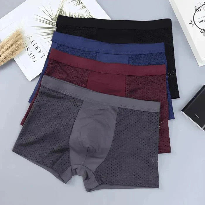 Men’s Bamboo Fiber Boxer Briefs Breathable Soft Stretch Underwear