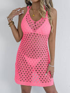 Women’s Crochet Halter Cover Up Dress – Cut Out Beachwear | Dripiume
