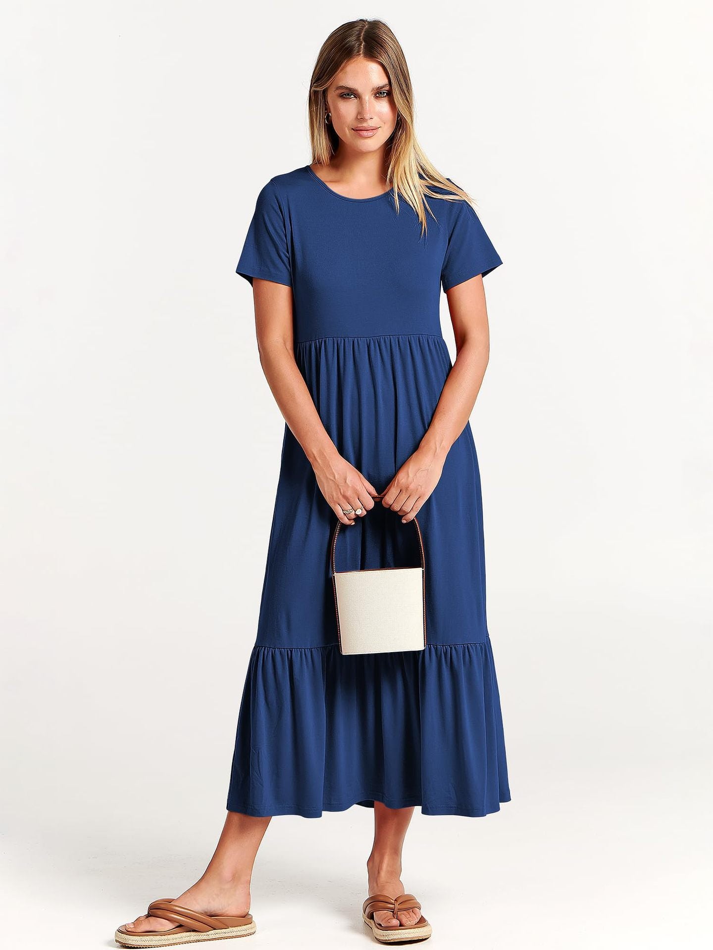 Women's Casual Round Neck Ruffle Dress