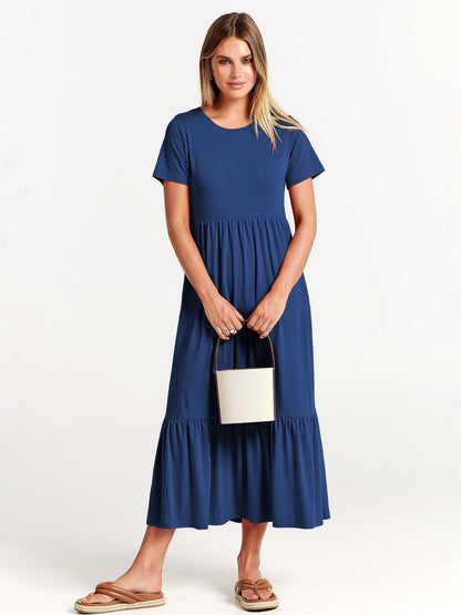 Women's Casual Round Neck Ruffle Dress