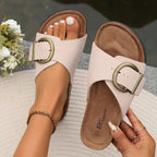 Livia Women's Trendy Mules - Stylish Open Toe Sandals with Buckle Strap and Comfortable EVA Sole