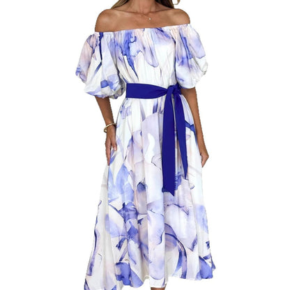Off-the-shoulder floral maxi dress