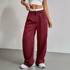 Women’s High-Waist Stripe Straight-Leg Trousers