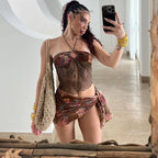 Women’s 3 Piece Bikini Set – Halter Crop Top & Sarong Cover Up | Dripiume