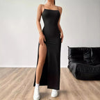 Sleek Black Bodycon Cami Long Dress