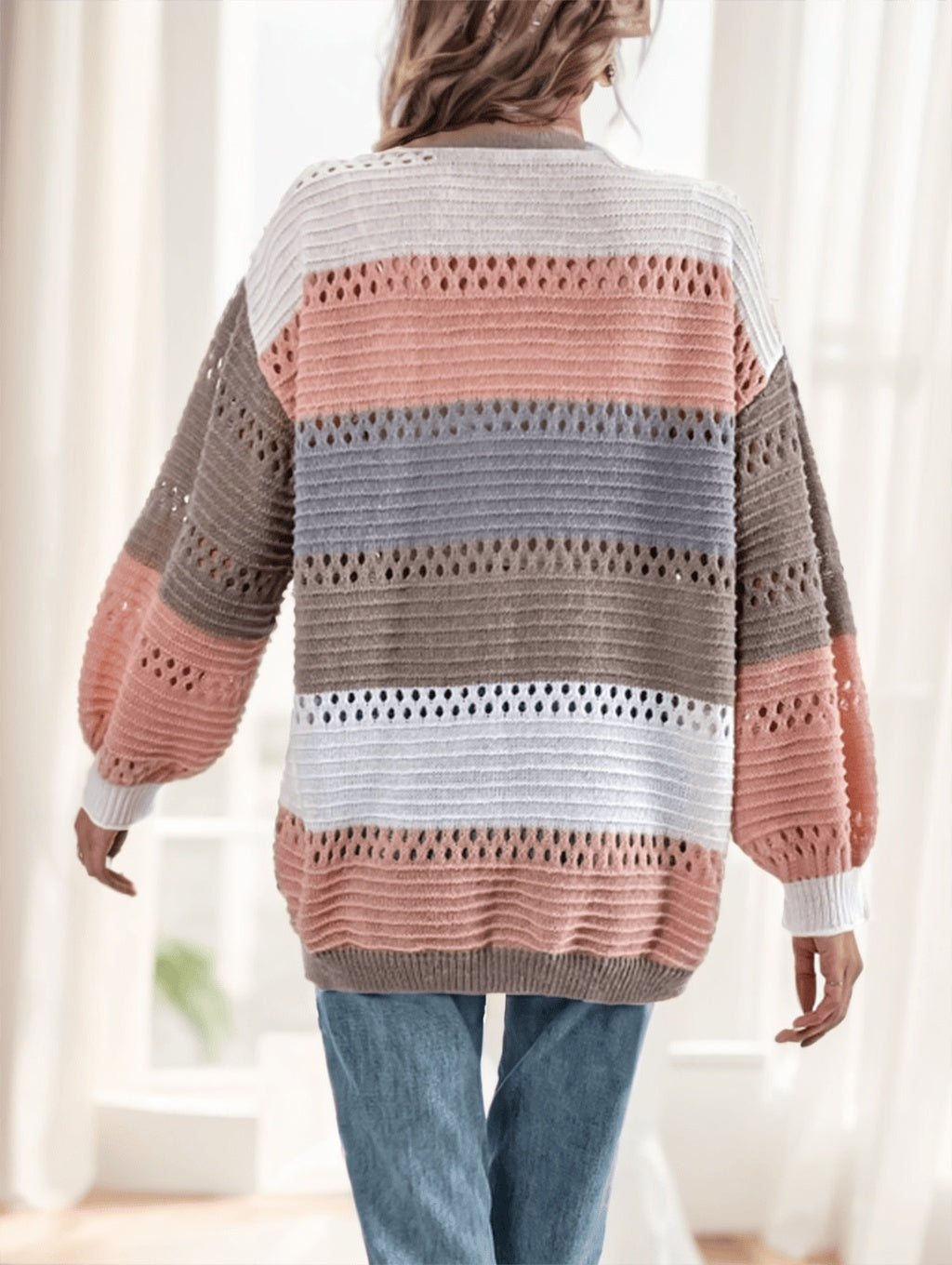 Multicolor Striped Knit Cardigan