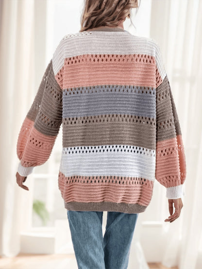 Multicolor Striped Knit Cardigan