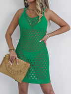 Women’s Crochet Halter Cover Up Dress – Cut Out Beachwear | Dripiume