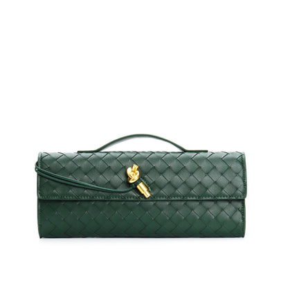 Two Way Woven Flap Clutch Shoulder Bag