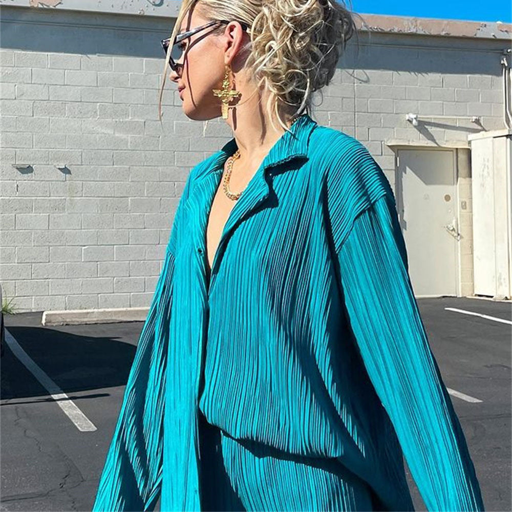 Loose Shirt & Straight-Leg Trousers Set