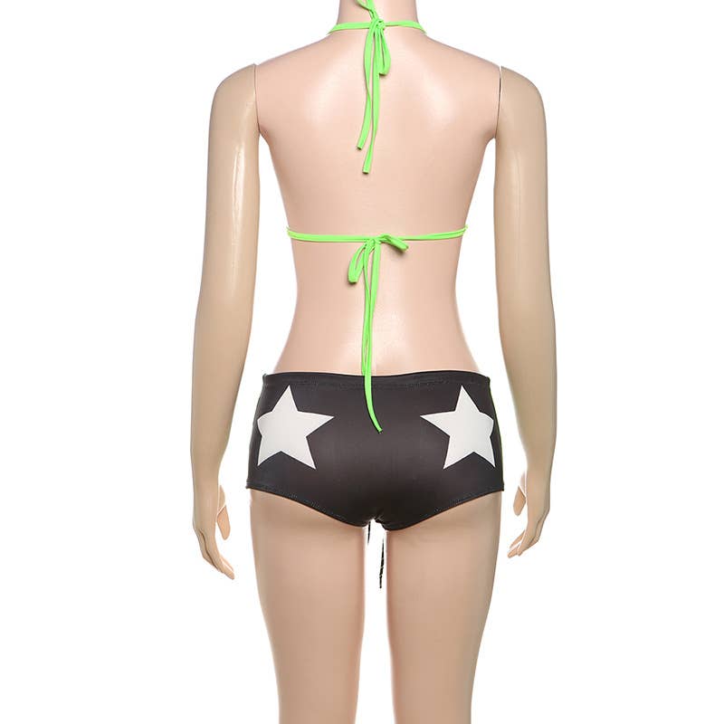 Women’s Halter Bikini Set – Sporty Contrast Trim Swimsuit | Dripiume