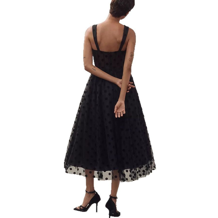 The Midnight Dots Tulle Midi Dress