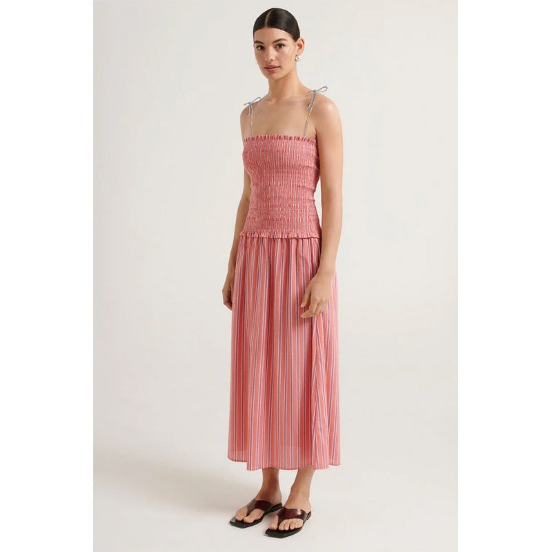 Striped Sleeveless Midi Dress