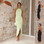 Elegant Halter Neck Backless Maxi Dress