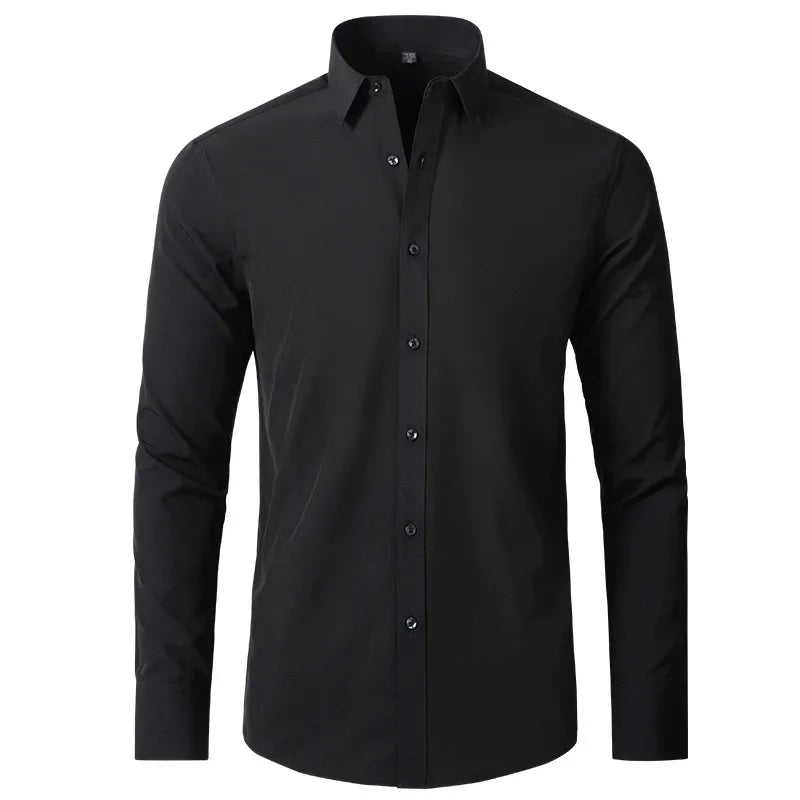 Men’s Wrinkle Free Stretch Dress Shirt Slim Fit Long Sleeve Button Up