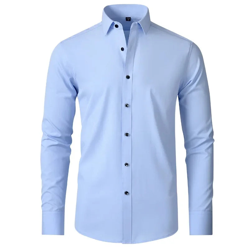 Men’s Wrinkle Free Stretch Dress Shirt Slim Fit Long Sleeve Button Up