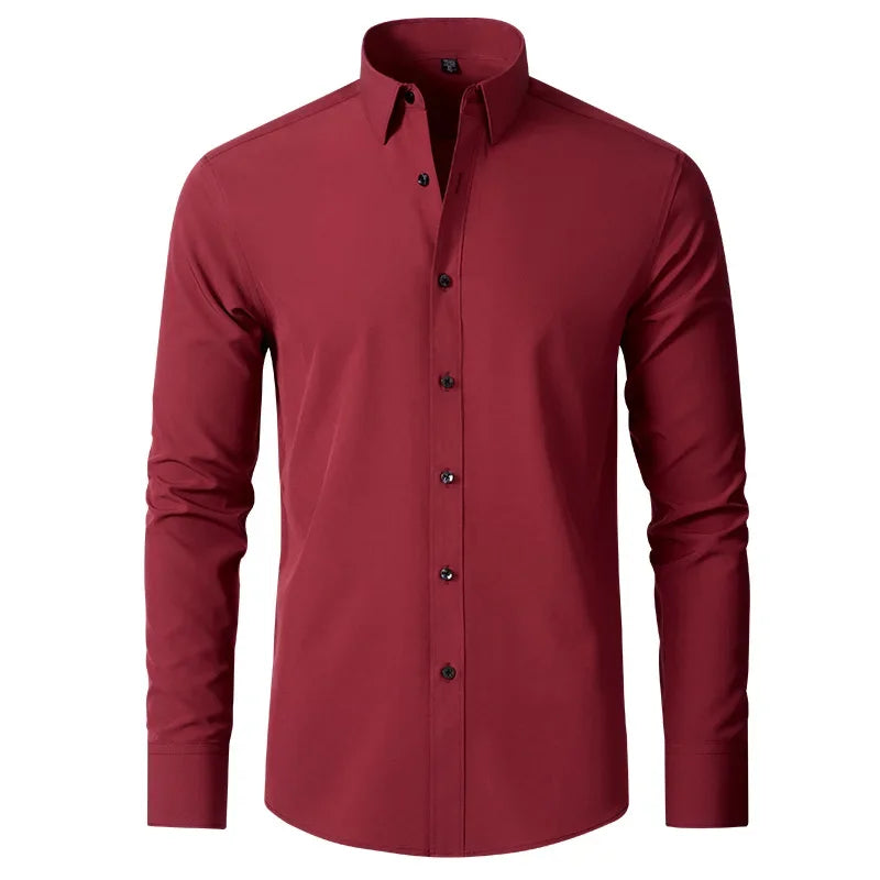 Men’s Wrinkle Free Stretch Dress Shirt Slim Fit Long Sleeve Button Up