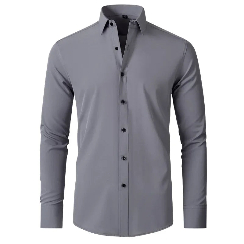 Men’s Wrinkle Free Stretch Dress Shirt Slim Fit Long Sleeve Button Up