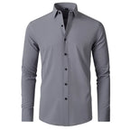Men’s Wrinkle Free Stretch Dress Shirt Slim Fit Long Sleeve Button Up