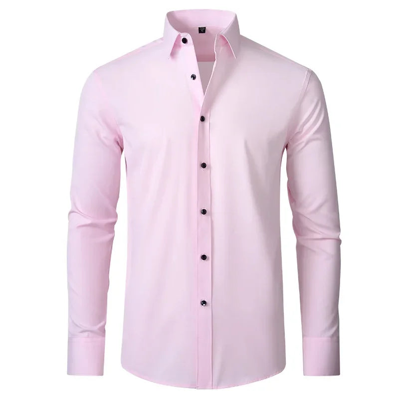 Men’s Wrinkle Free Stretch Dress Shirt Slim Fit Long Sleeve Button Up
