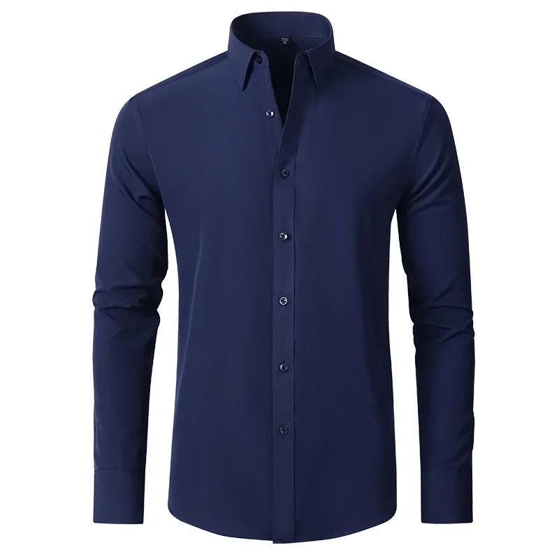 Men’s Wrinkle Free Stretch Dress Shirt Slim Fit Long Sleeve Button Up