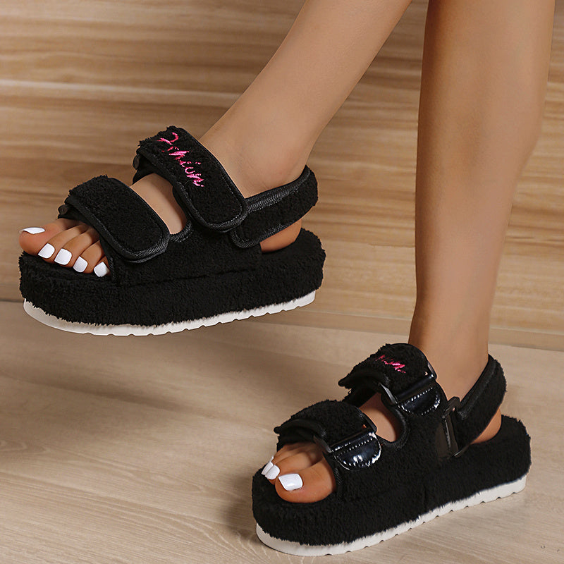 Women’s Plush Velcro Platform Sandals